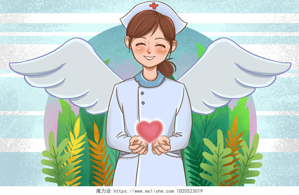 护士节插画卡通爱心护士护士节原创插画素材